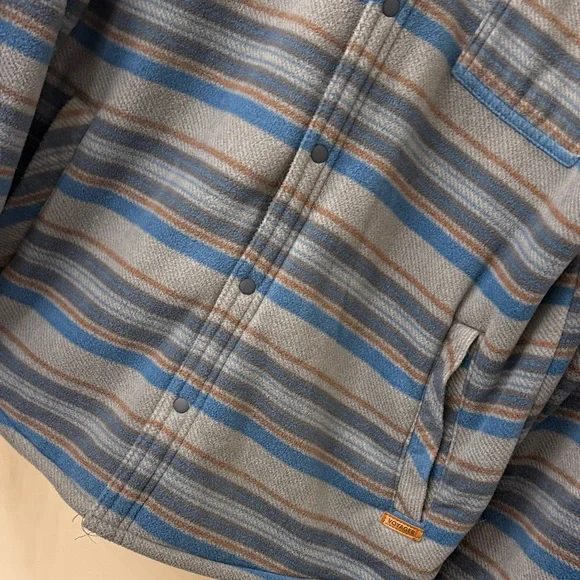 ** Volcom ** men’s Sherpa jacket voyager Striped Blue and Gray - Large Jacket - Picture 5 of 10